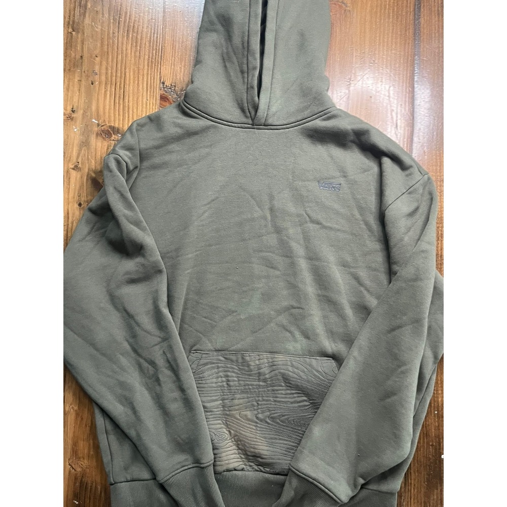 Vans Lizzie Armanto Hoodie Olive Green Quilted Pocket Fleece‎ XS